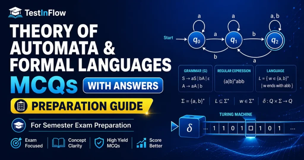 Theory of Automata and Formal Languages MCQs with answers for semester exam preparation